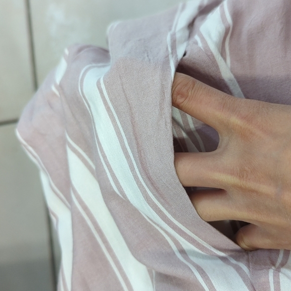 Express Striped Off Shoulder Tie Front Dress Pink White XS button preppy summer - Picture 7 of 10